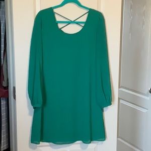 Green Long Sleeve Shift Dress size Medium